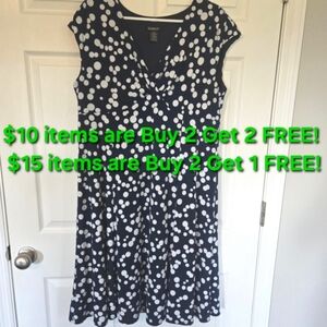 GLAMOUR NAVY & WHITE POLKA DOT CAP SLEEVE DRESS